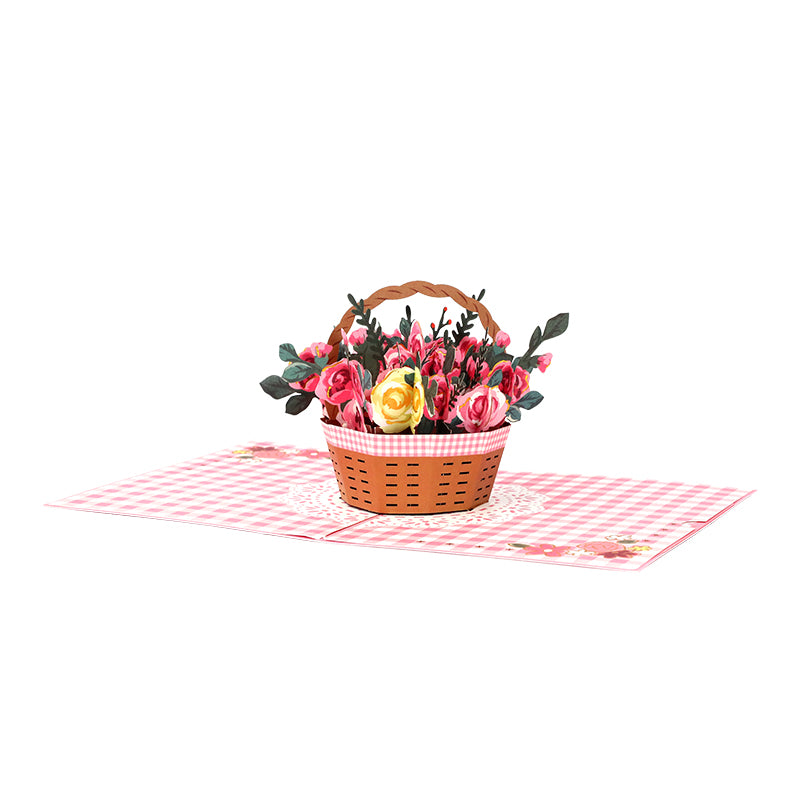 Flower Basket 3D Pop Up Greeting Card - Floral Birthday Mother Love Anniversary Nature