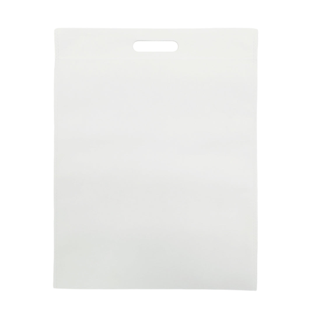 Pack of 100 White Coloured 50x40cm Non-Woven Patch Handle Bags