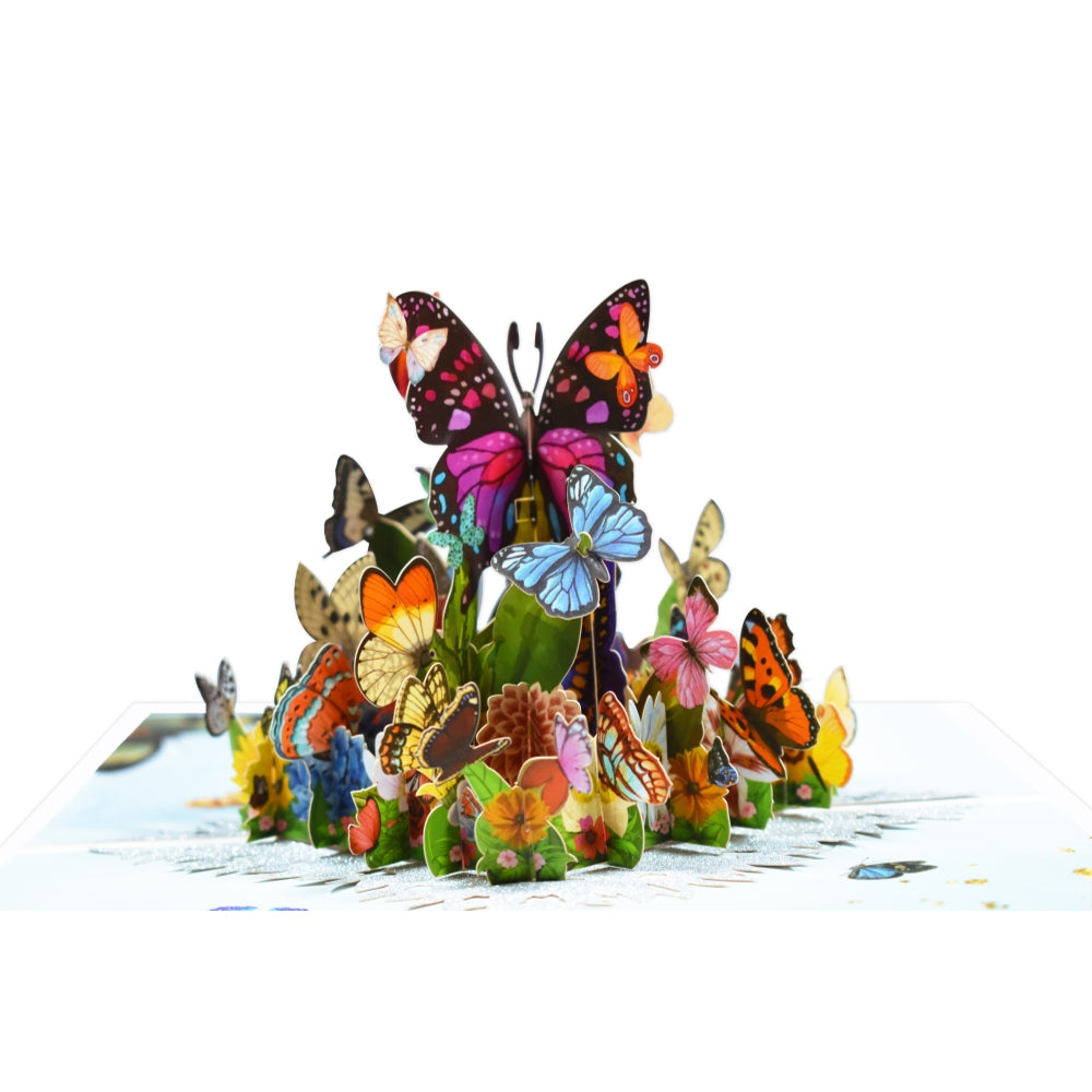 Wings of Wonder Colorful Butterfly 3D Pop Up Greeting Card
