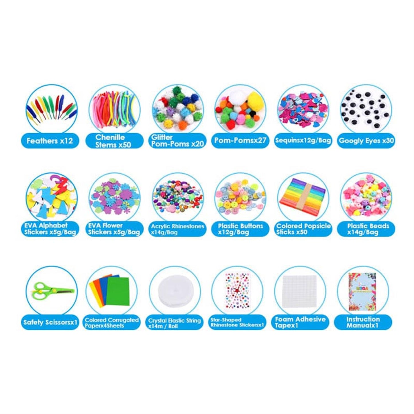 Pack of 500 Pieces DIY Arts and Crafts Set