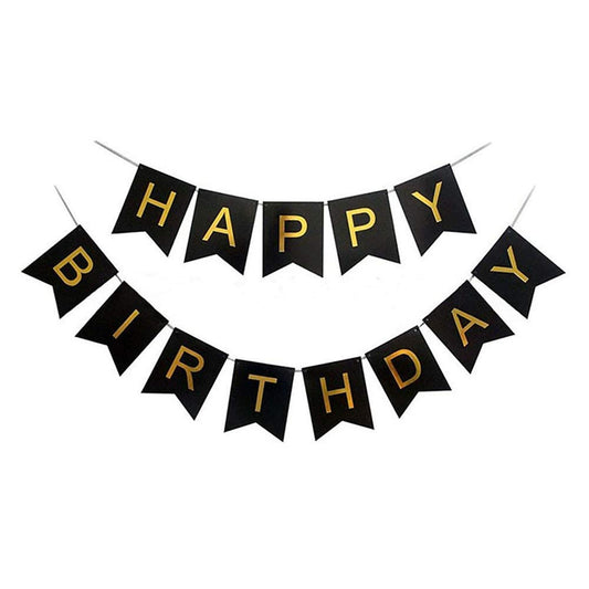 Happy Birthday Party Banner Black