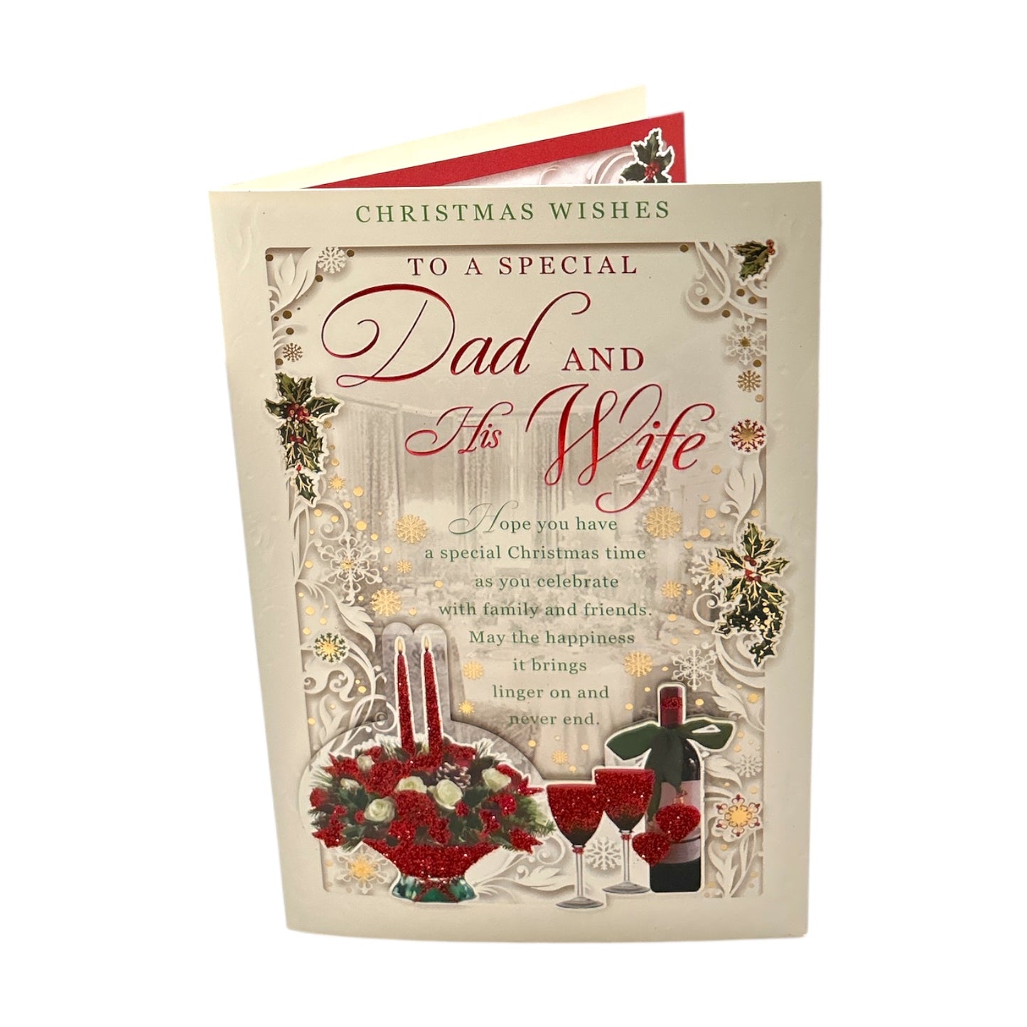 To a Special Dad and His Wife Festive Classic Design Christmas Card