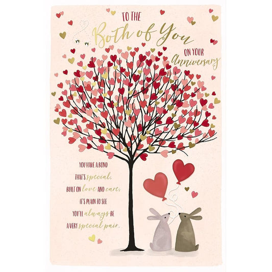 Romantic Bunny Illustration Anniversary Card to Both of You