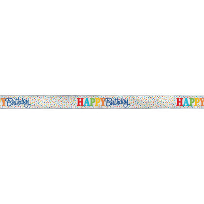12ft Long Fold Foil Rainbow Polka Dots Banner.