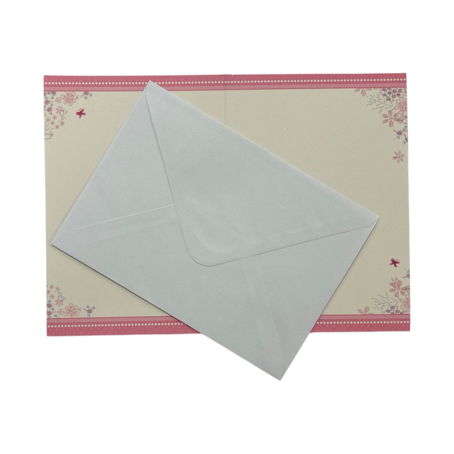 Open Blank Female Birds with Bunting and Basket Of Flowers Design Card