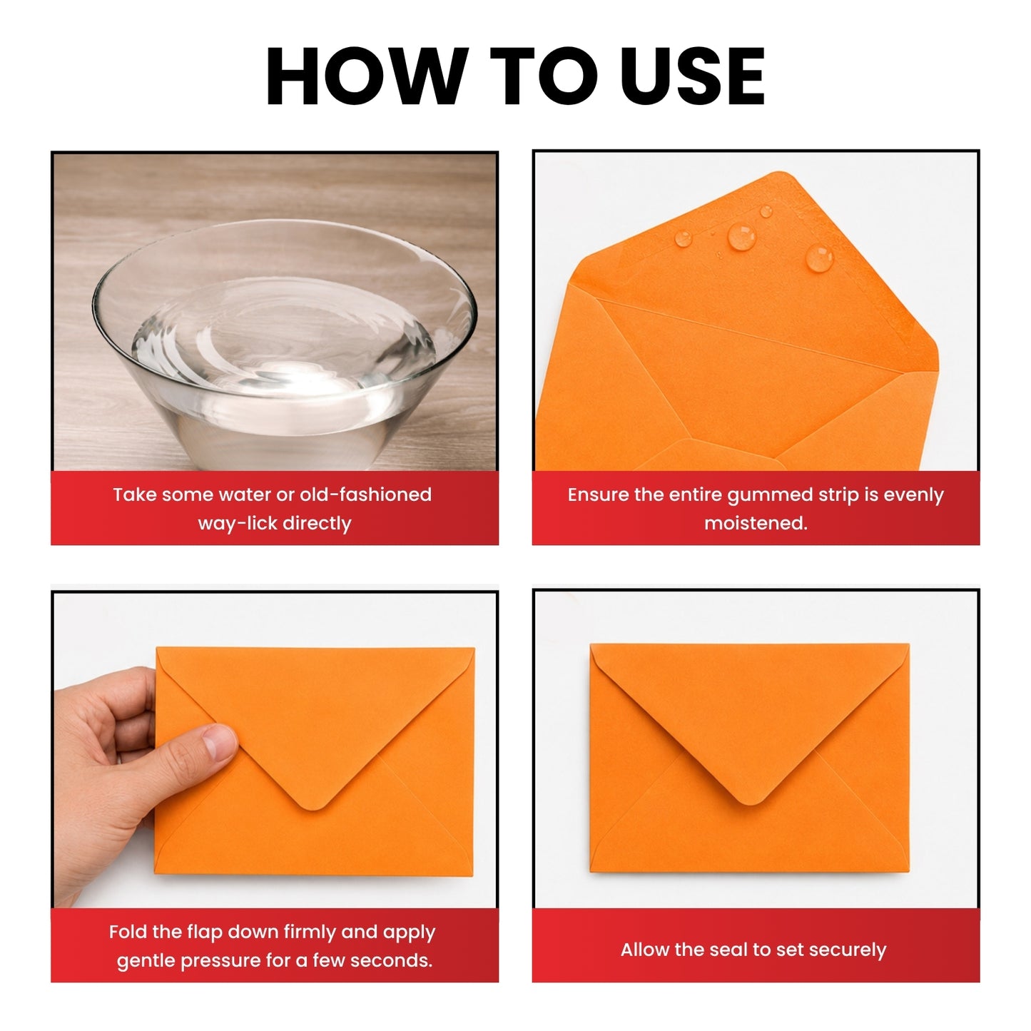 Pack of 50 Vivid Flare Red 133x184mm Gummed Envelopes