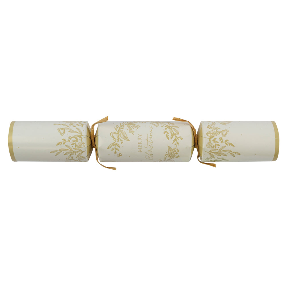 Pack of 50 12" Cream & Gold Wreath Christmas Dinner Crackers