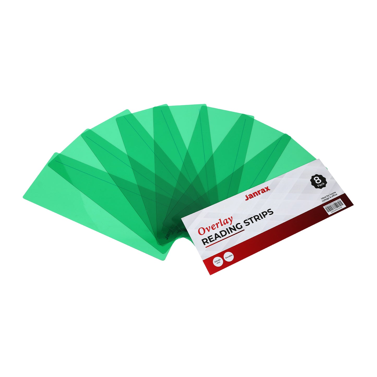Pack of 24 Green 210x80mm Dyslexia Overlay Reading Strips – PET Material, Rounded Corners
