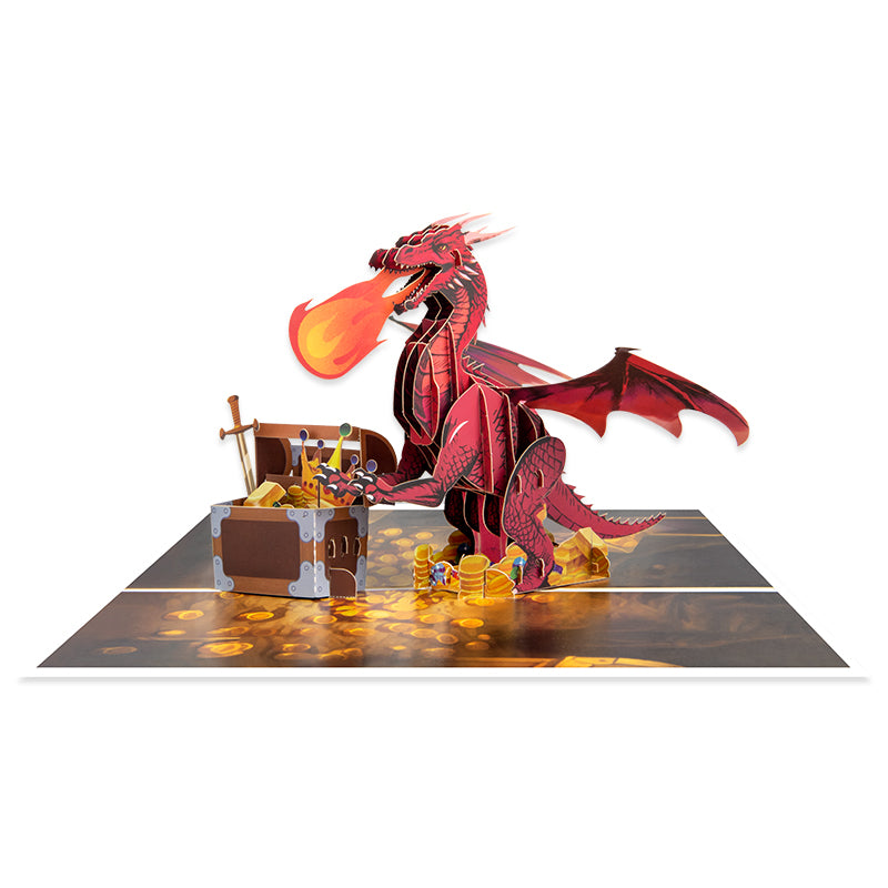 Fiery Red Dragon Fantasy 3D Pop Up Greeting Card