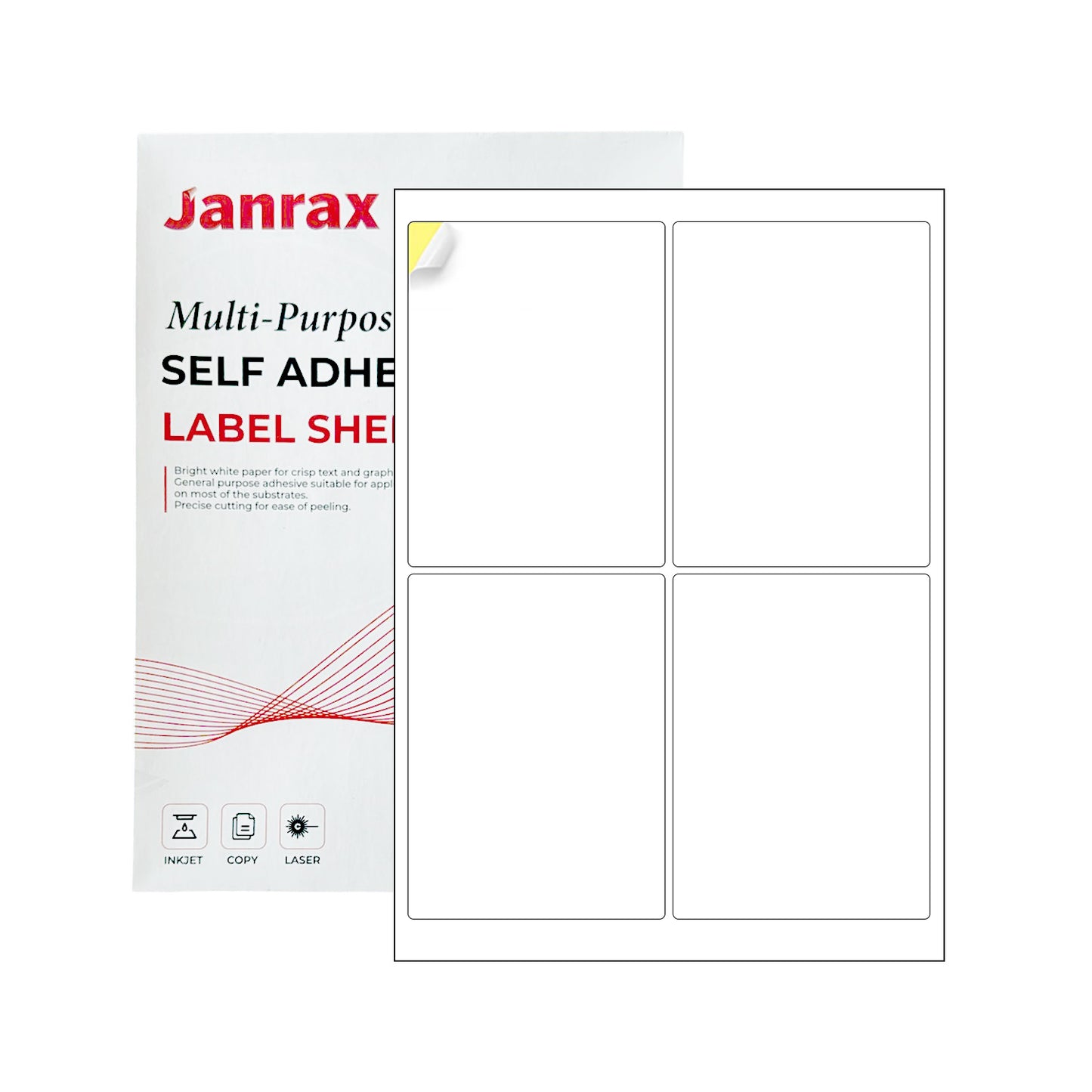 Pack of 400 White 99x146mm Self Adhesive Labels (4 Labels per A4 Sheet)