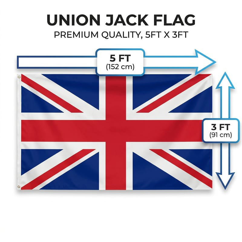 Pack of 6 Union Jack Flag Polyester 3 ft. x 5 ft.- England United Kingdom British National Flag Outdoor Events Celebrations Patriotic Displays