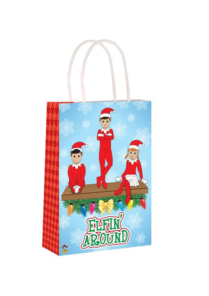 Pack of 24 Elfin Around Christmas Paper Party Bags with Handles