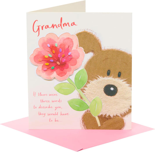 Woof Holding Large Flower Grandma Mother's Day Card