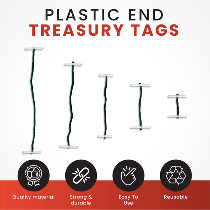 Pack of 100 101mm Plastic End Treasury Tags