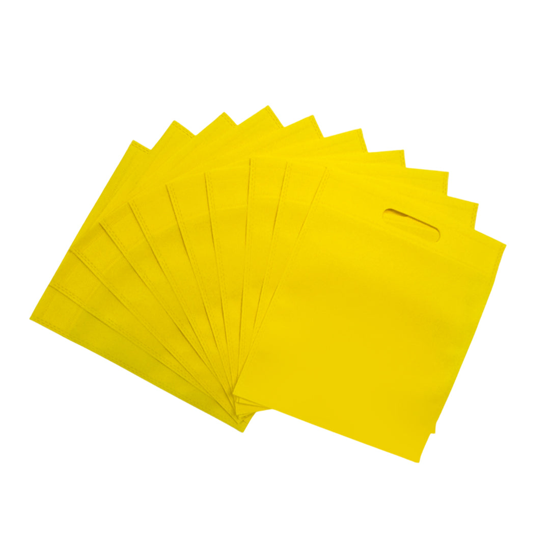 Pack of 100 Yellow Coloured 30x25cm Non-Woven Patch Handle Bags– Choice ...