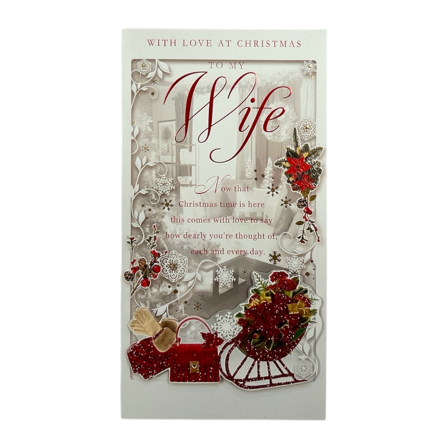 Romantic Sleigh Scene Design To My Wife Christmas Card