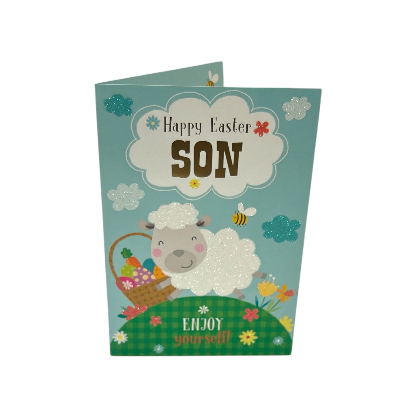 For Son Cute Lamb with Eggs Design Easter Card