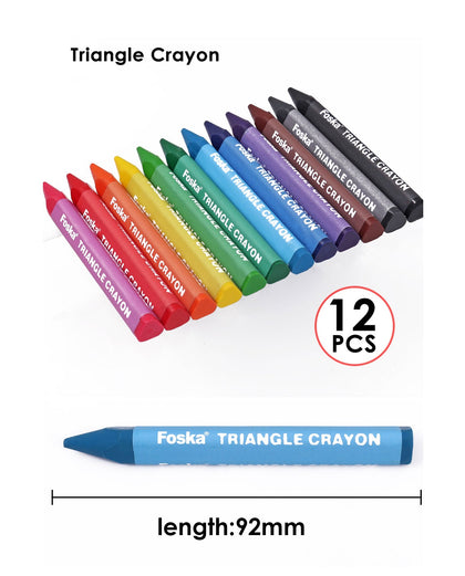 Pack of 12 Assorted Colour Triangle Crayons