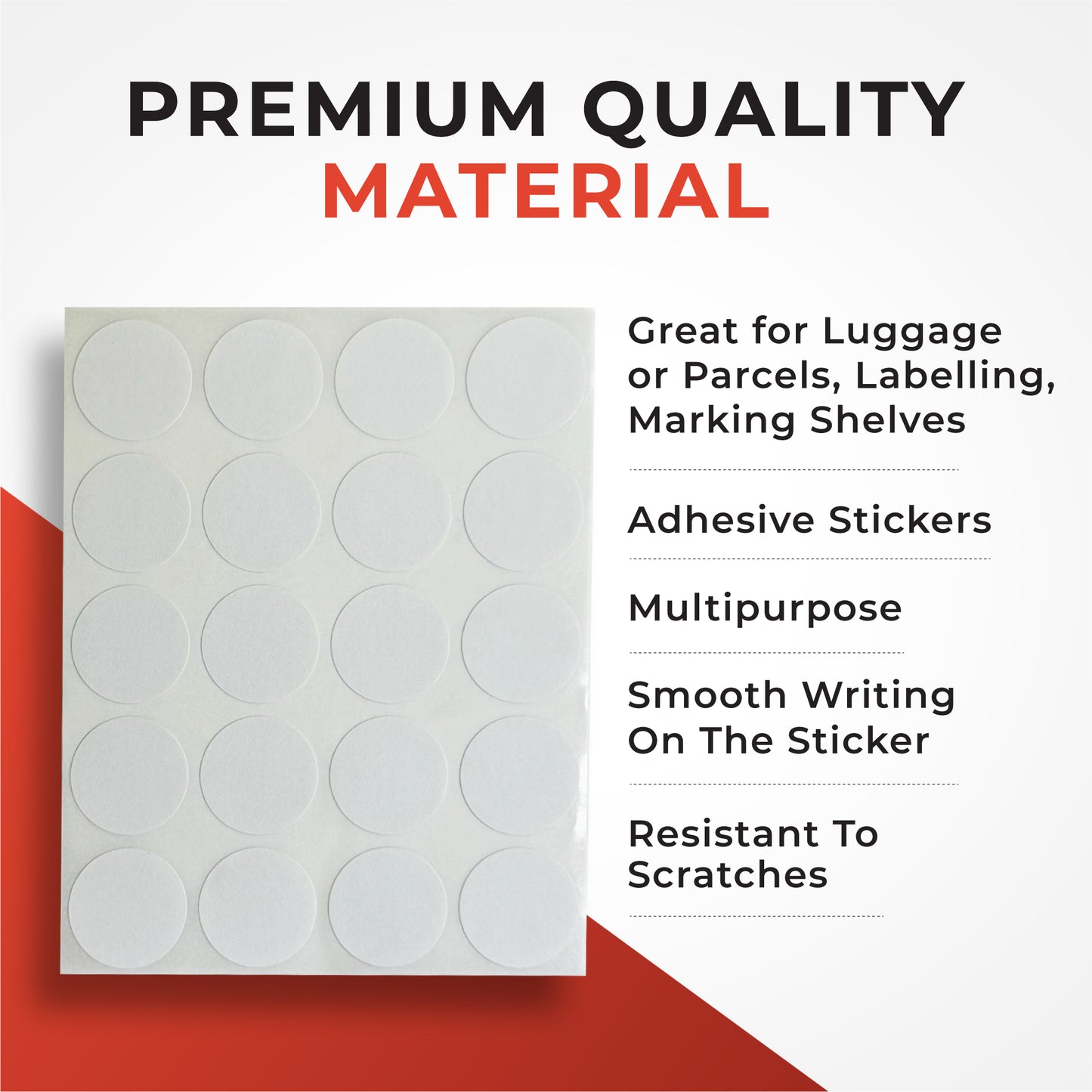 Pack of 72 White 29mm Round Labels - Stickers