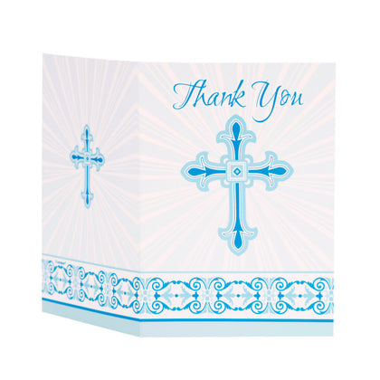 Pack of 8 Blue Radiant Cross Thank You Notes