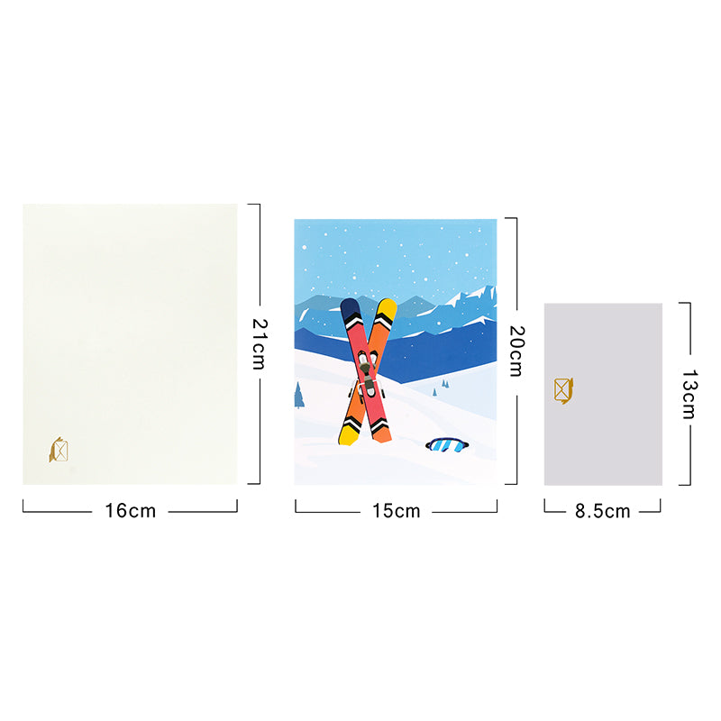Frozen Fun Ski & Snowboard 3D Pop Up Greeting Card - Holiday Sport Christmas Birthday 