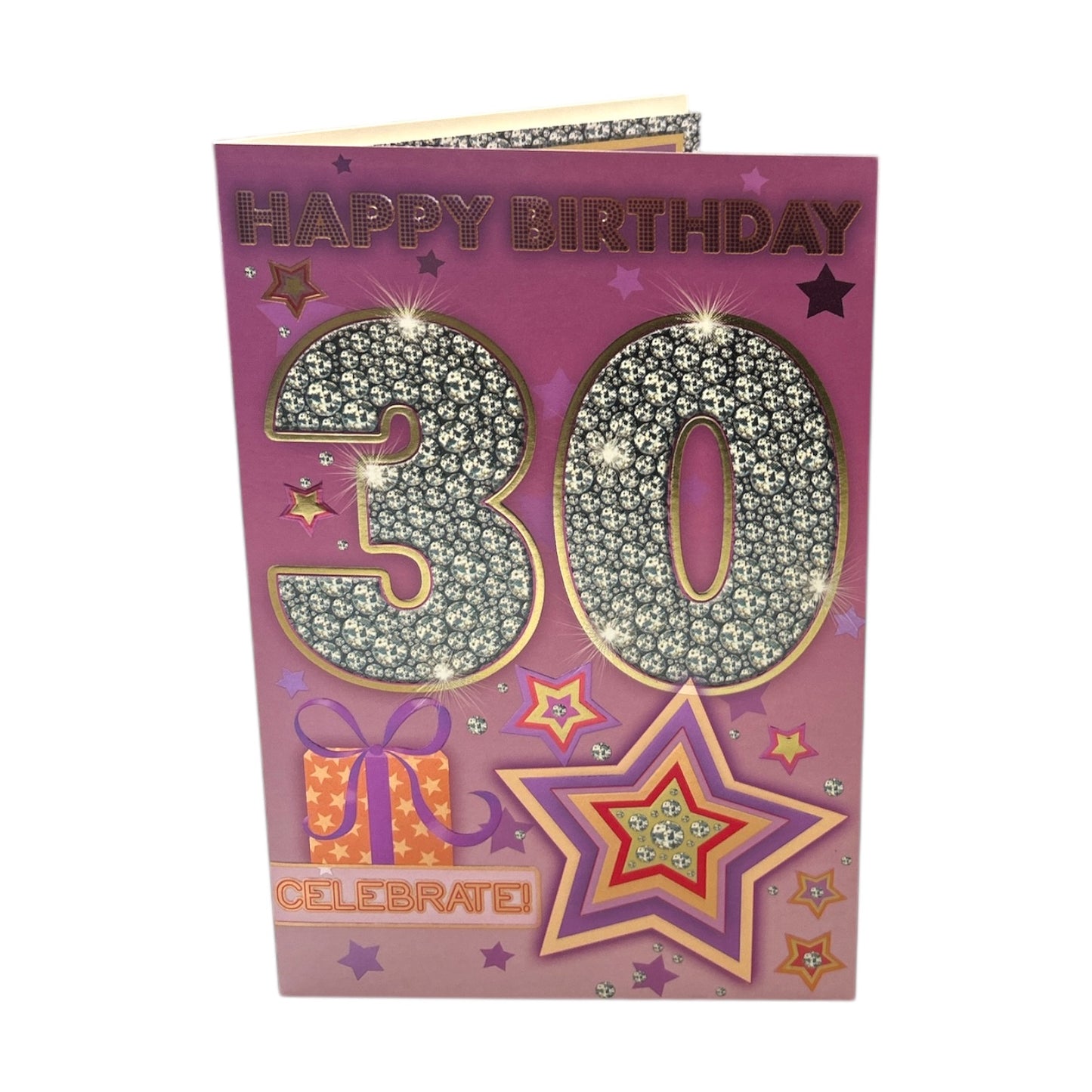 Age 30 Unisex Sparkling Rhinestones Birthday Card