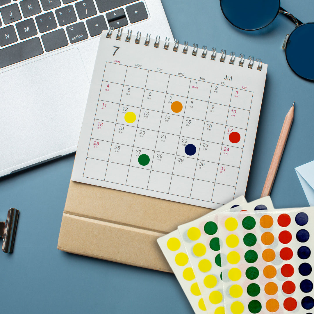 Pack of 1260 Assorted 5 Colours 13mm Round Sticky Dots