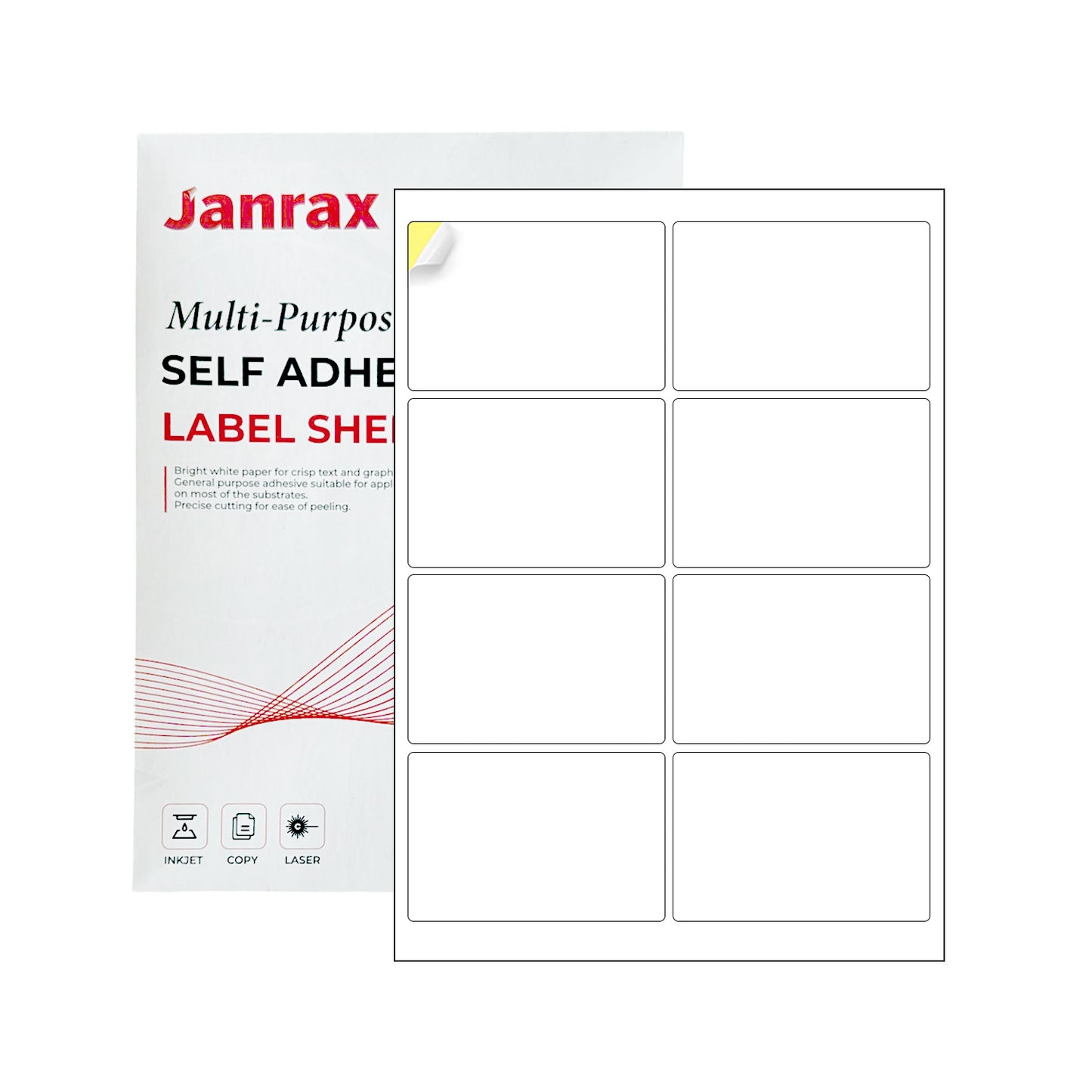 Pack of 800 White 99x68mm Self Adhesive Labels (8 Labels per A4 Sheet)