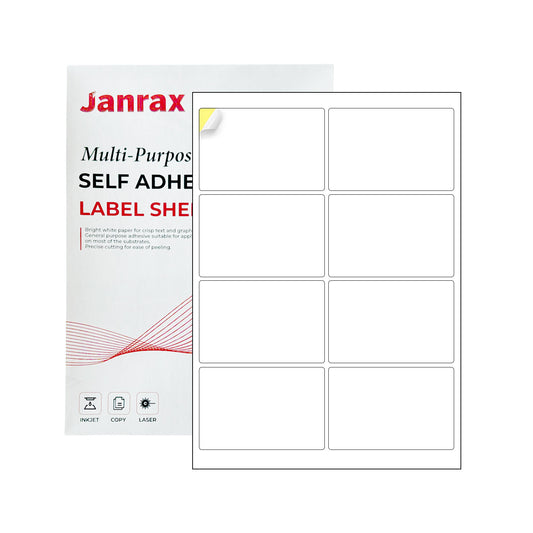 Pack of 800 White 99x68mm Self Adhesive Labels (8 Labels per A4 Sheet)