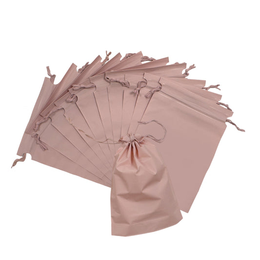 Pack of 100 Pale Pink Coloured 21x29cm PEVA Frosted Drawstring Bags