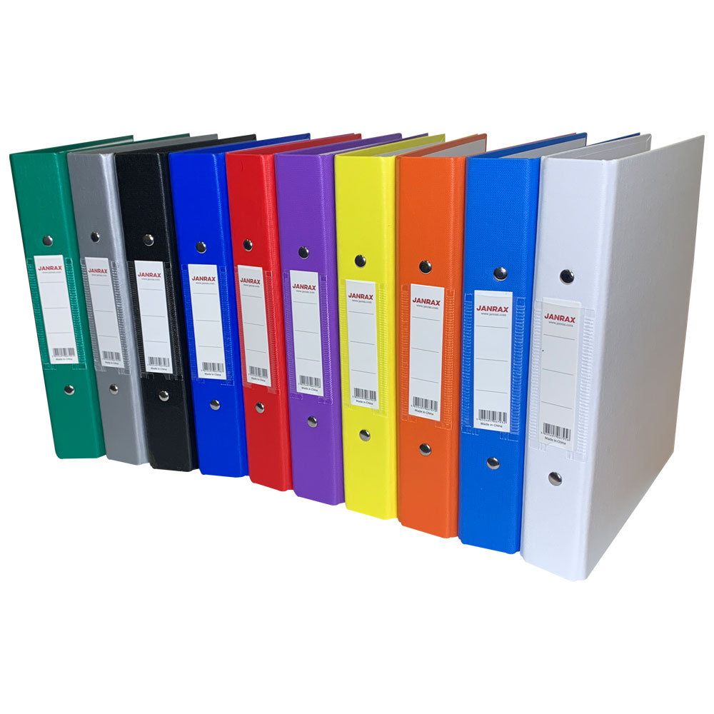 Pack of 10 A5 Green Paper Over Board Ring Binders by Janrax