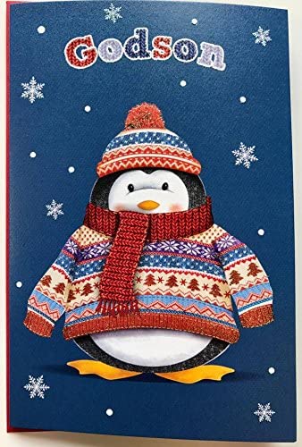 GODSON , Fun & Laughter and Nice Surprise Cute Christmas Greeting Card 