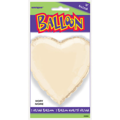 Ivory Solid Heart Foil Balloon 18
