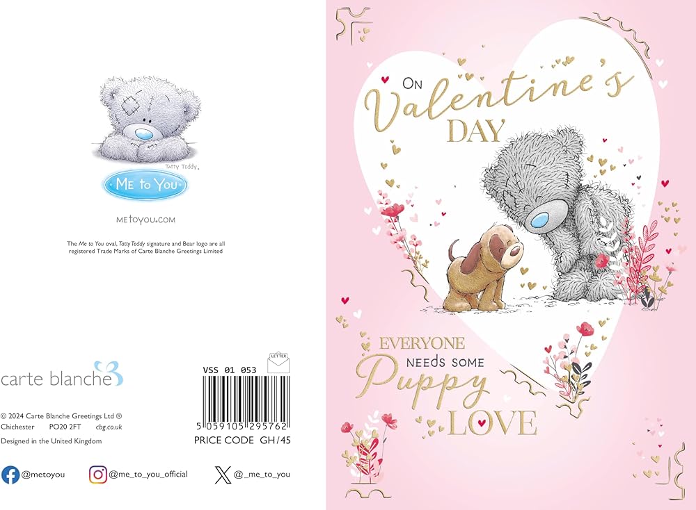 Bear With Puppy From The Dog Valentine's Day Card