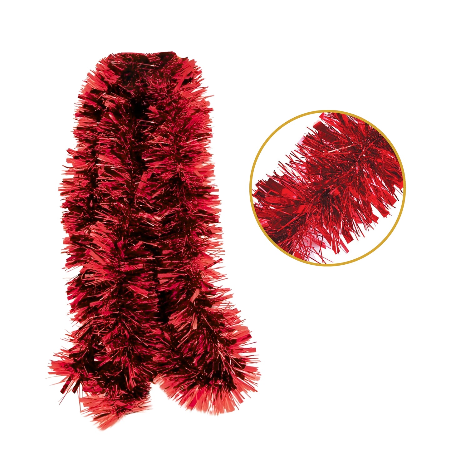 2m Christmas Chunky Red Tinsel