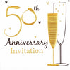 Pack of 6 Gold Wedding Anniversary Invitation Cards And Envelopes