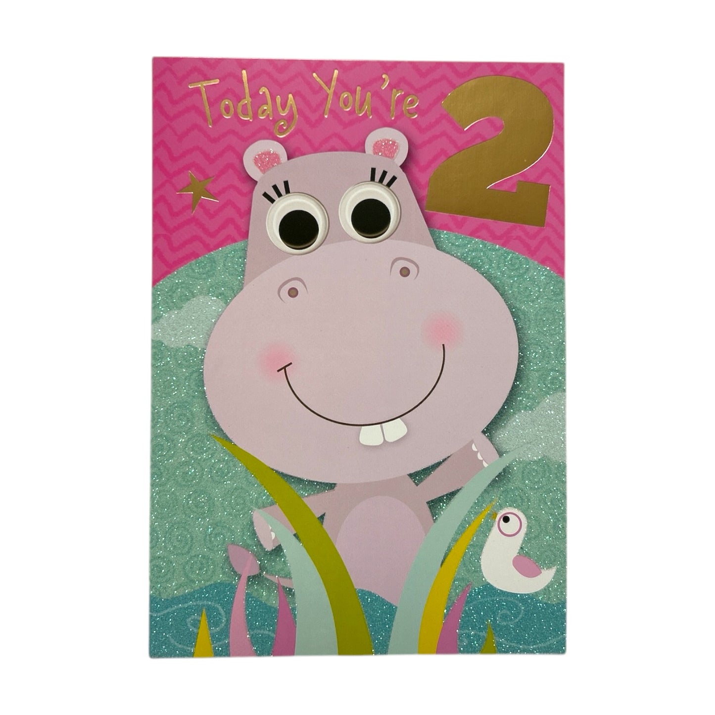 Age 02 Female Juvenile Funny Hippopotamus Birthday Card