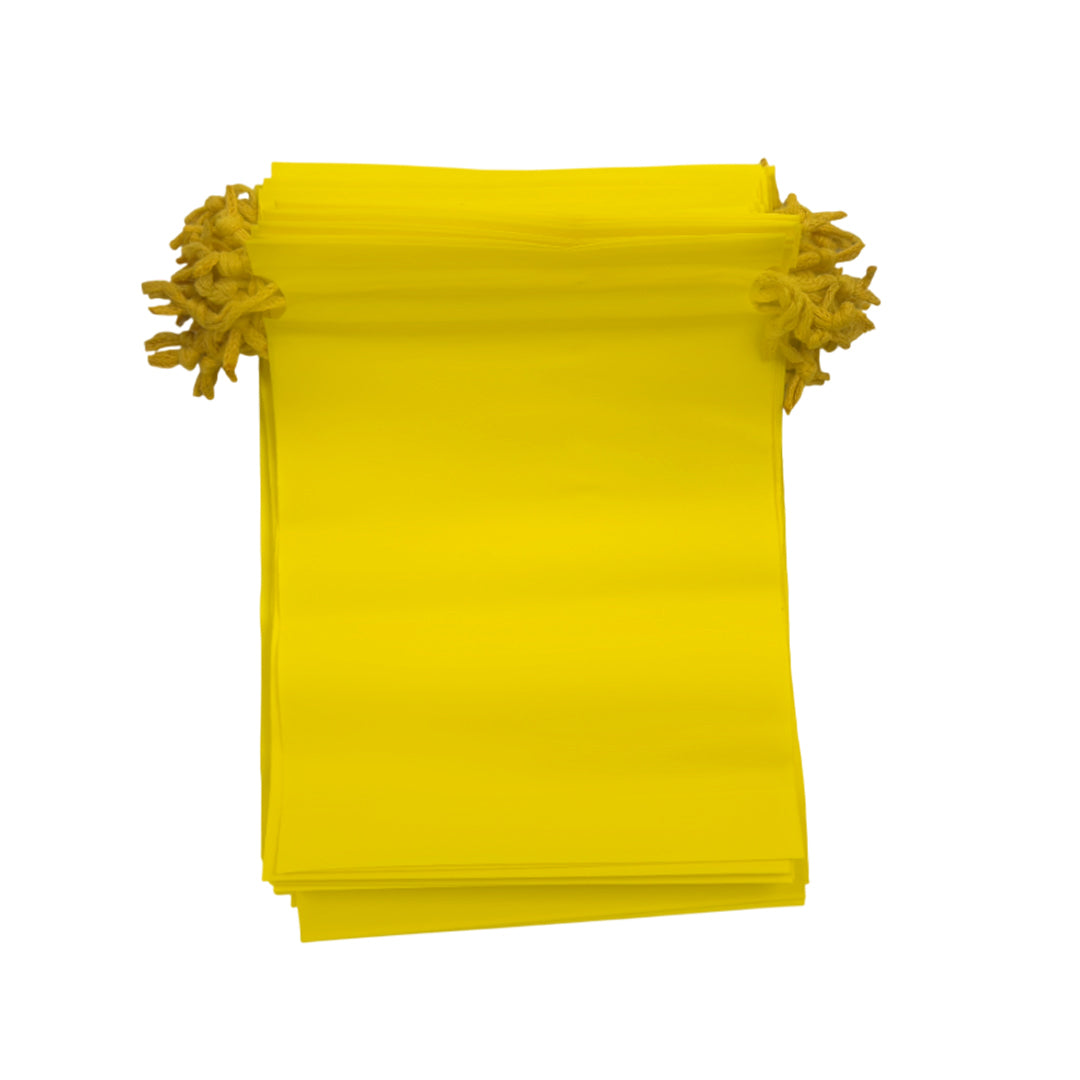 Pack of 25 Yellow Coloured 21x29cm PEVA Frosted Drawstring Bags