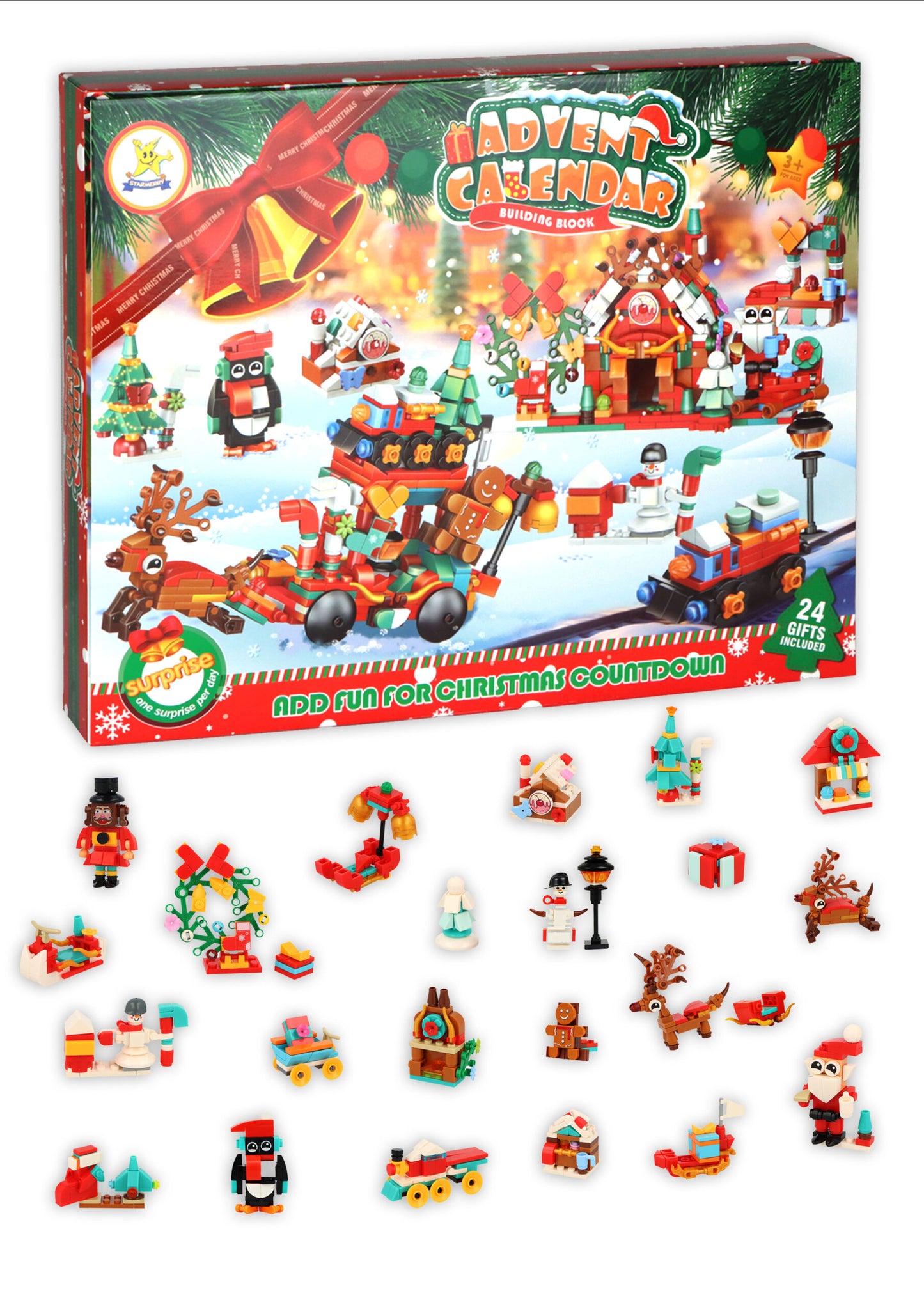 Christmas Building Block Novelty Advent Calendar with 24 Assorted Block Kits