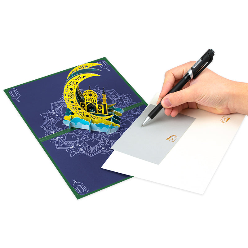 Peace and Joy Crescent Blessings Eid 3D Pop Up Greeting Card