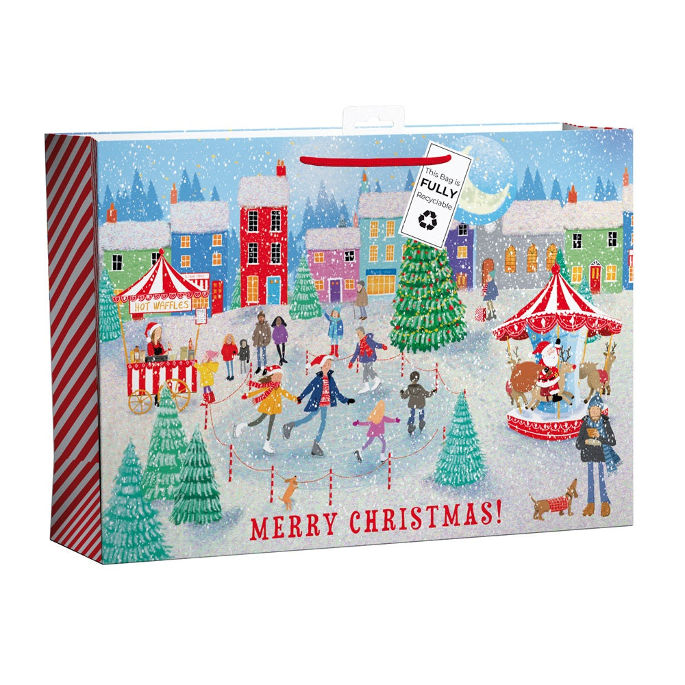 Pack of 6 Winter Village Extra Large Christmas Gift Bags