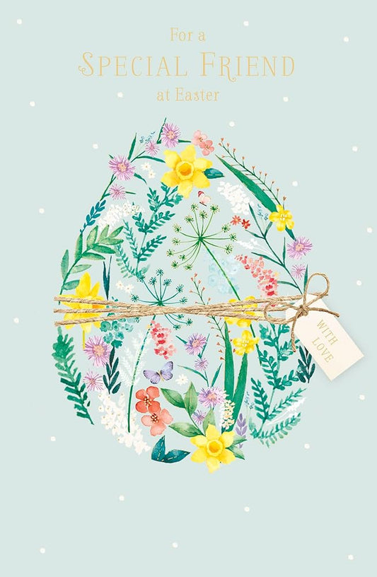 Floral Egg Wrapped Design Special Friend Easter Card