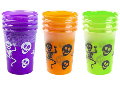 Pack of 4 8oz Plastic Glasses With Halloween Colour Print