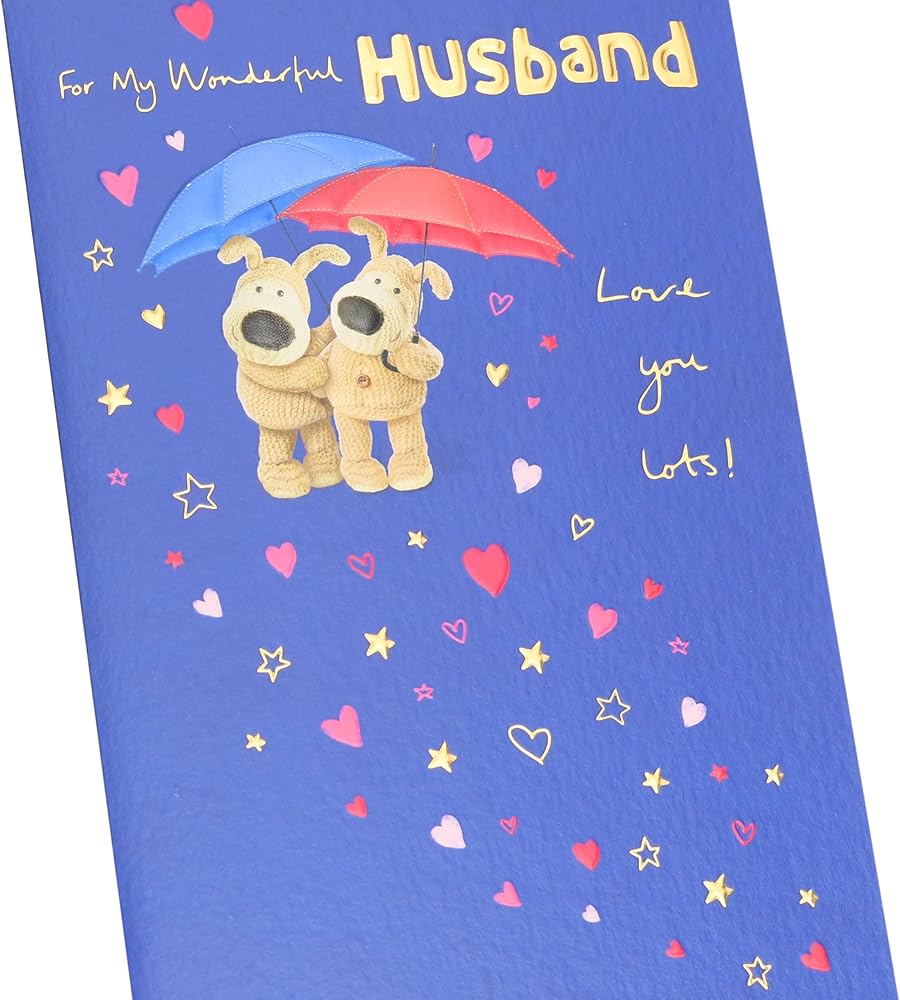 Boofles Under Umbrellas Husband Valentine's Day Card