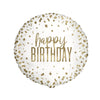 Confetti Gold Birthday Round Foil Balloon 18"