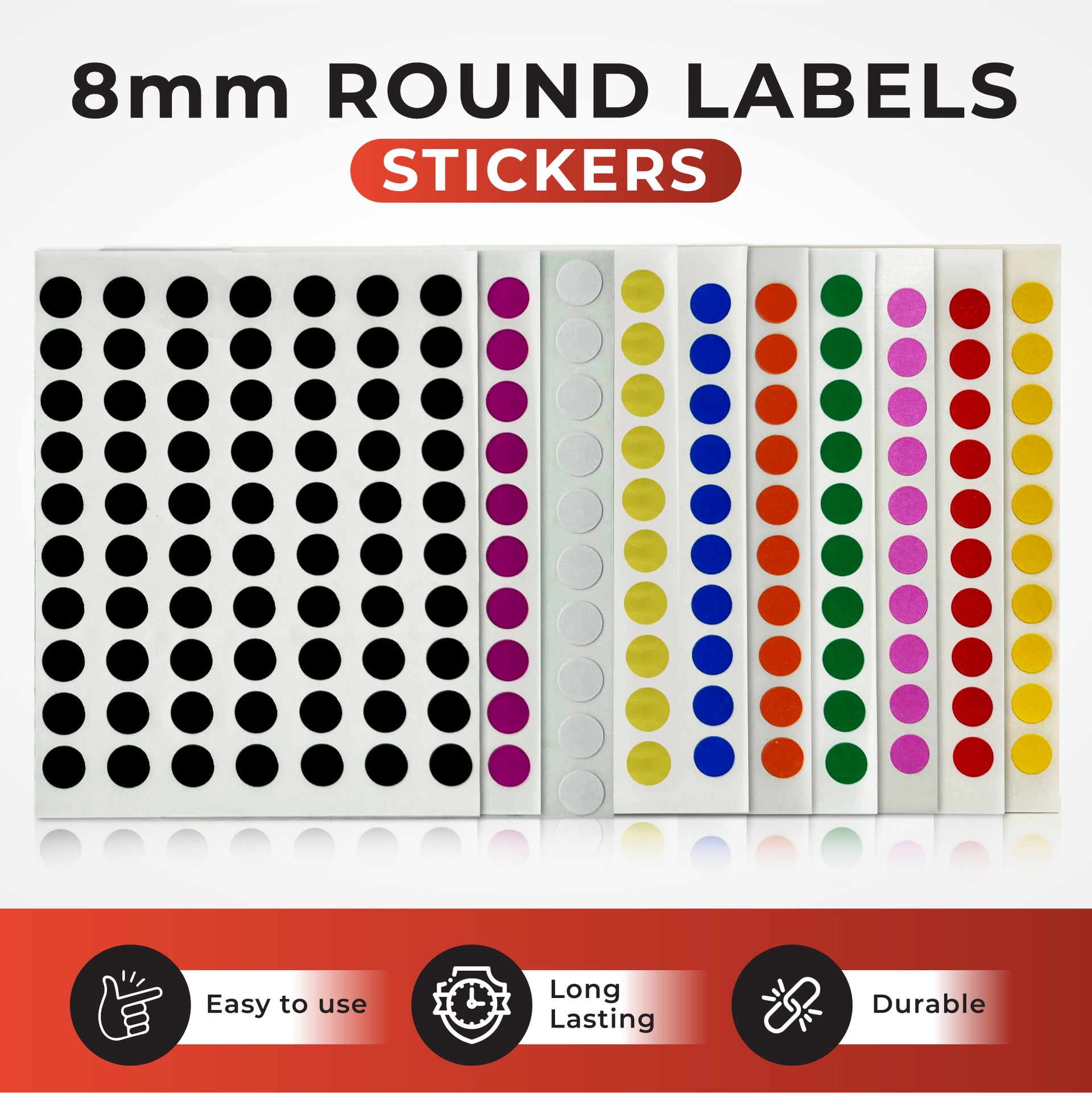 Label Sticker 7/8 Pack of 560 Assorted Coloured 8mm Round Labels - Stickers– Choice Wholesale