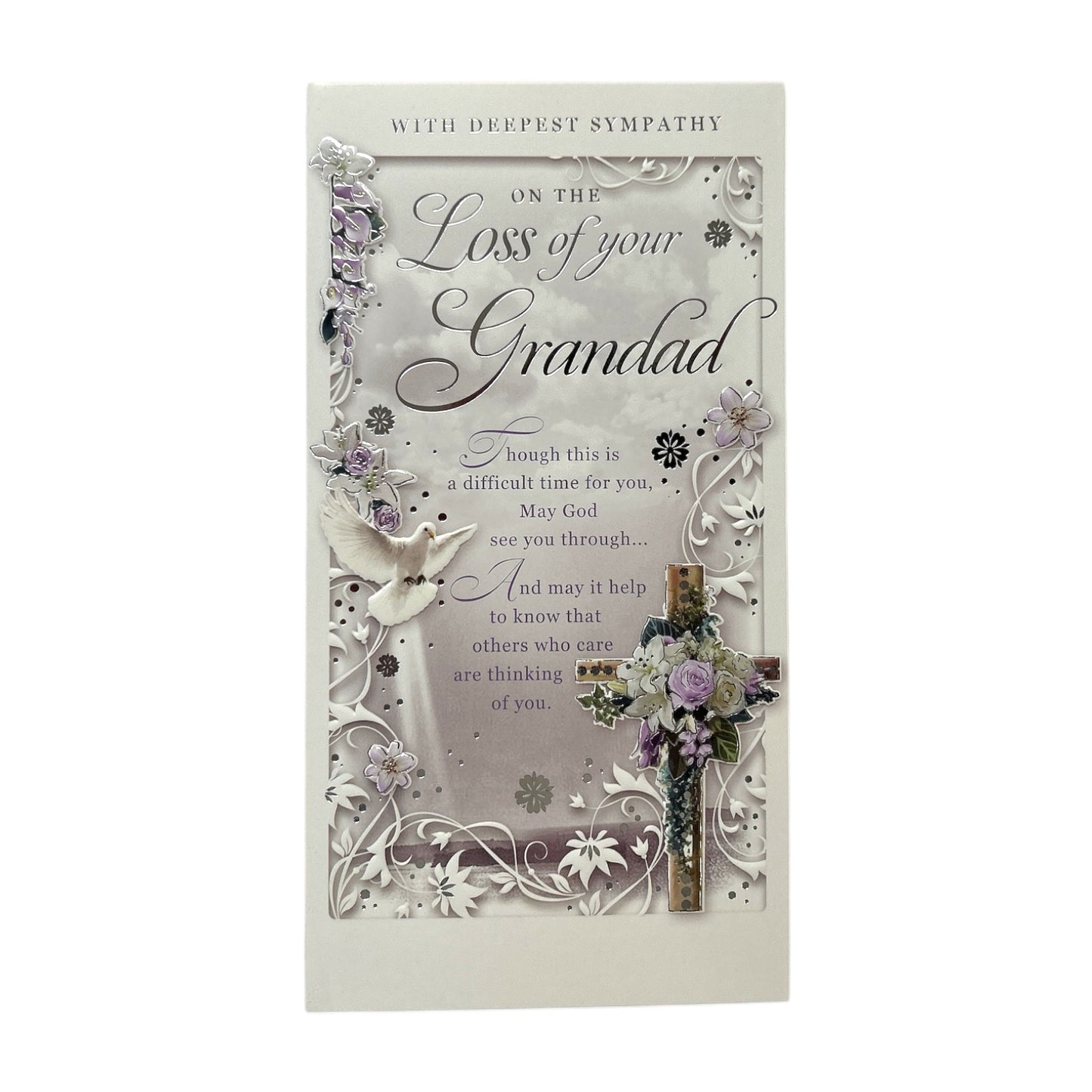 On The Loss of Your Grandad Religious Cross Design Sympathy Opacity Card