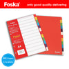 A4 12 Part Coloured Card Index Filing Dividers