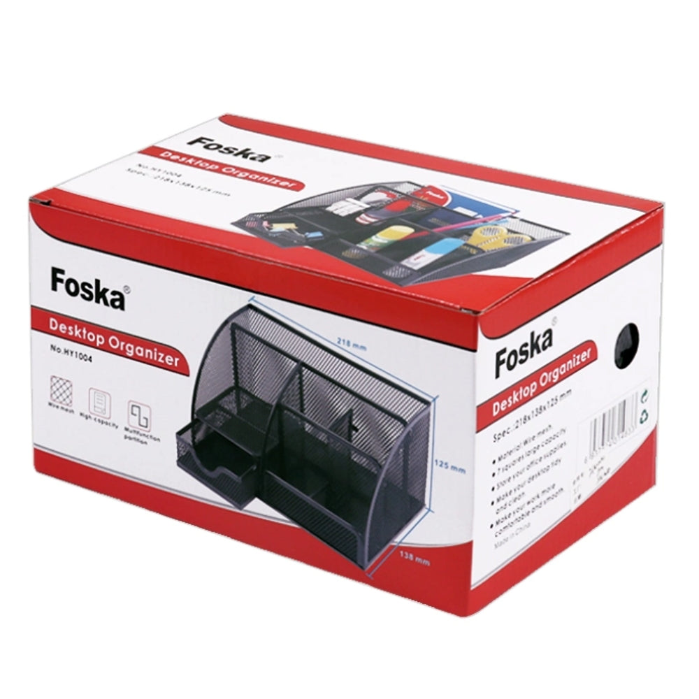 6 Compartment Wire Mesh Desktop Organiser