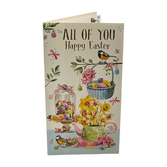 To All Of You Chicks And Eggs Floral Design Easter Card